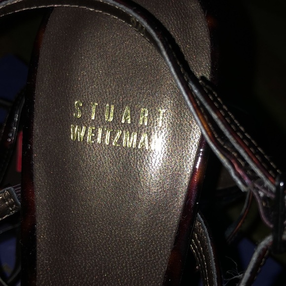 NWB-  brown leather Stuart Weitzman wedges sandals - Picture 2 of 9